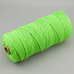 Канат для макраме мотузка бавовняна 3 мм +-100 м Салатовий
