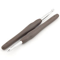 Крючок для вязания металлический с силиконовой ручкой 6 мм 1 шт. Серый