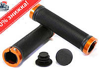 Грипсы (ручки руля) SPELLI SBG-6703-Lock, Черные с Оранжевыми локами,прямые, круглые, длина 132 мм FM