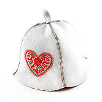 Банная шапка Luxyart "Сердце с узором", искусственный фетр, белый (LA-475) js