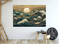 Картина на холсте в стиле Великой волны в Канагаве, декор для дома 90, 60, 1