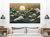 Картина на холсте в стиле Великой волны в Канагаве, декор для дома 120, 80, 1