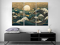 Картина на холсте в стиле Великой волны в Канагаве, декор для дома 120, 80, 3