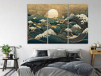 Картина на холсте в стиле Великой волны в Канагаве, декор для дома 140, 90, 3
