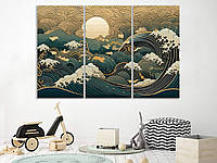 Картина на холсте в стиле Великой волны в Канагаве, декор для дома 180, 120, 3