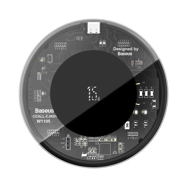 Бездротовий зарядний пристрій Baseus Simple Wireless Charger с технологією Qi 15W (WXJK-BA02) Transparent