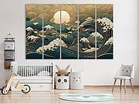 Картина на холсте в стиле Великой волны в Канагаве, декор для дома 180, 120, 5