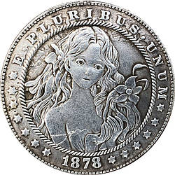 Сувенір монета долар СШАang 1878г "Дівчина з квіткою". Hobo Coin American Morgan