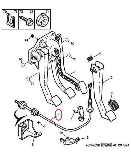 Трос зчеплення на Fiat Ducato 230, Peugeot Boxer, Citroen Jumper (1998-2002) 1438 мм, 1329670080, 2150AV, Cofle, Італія