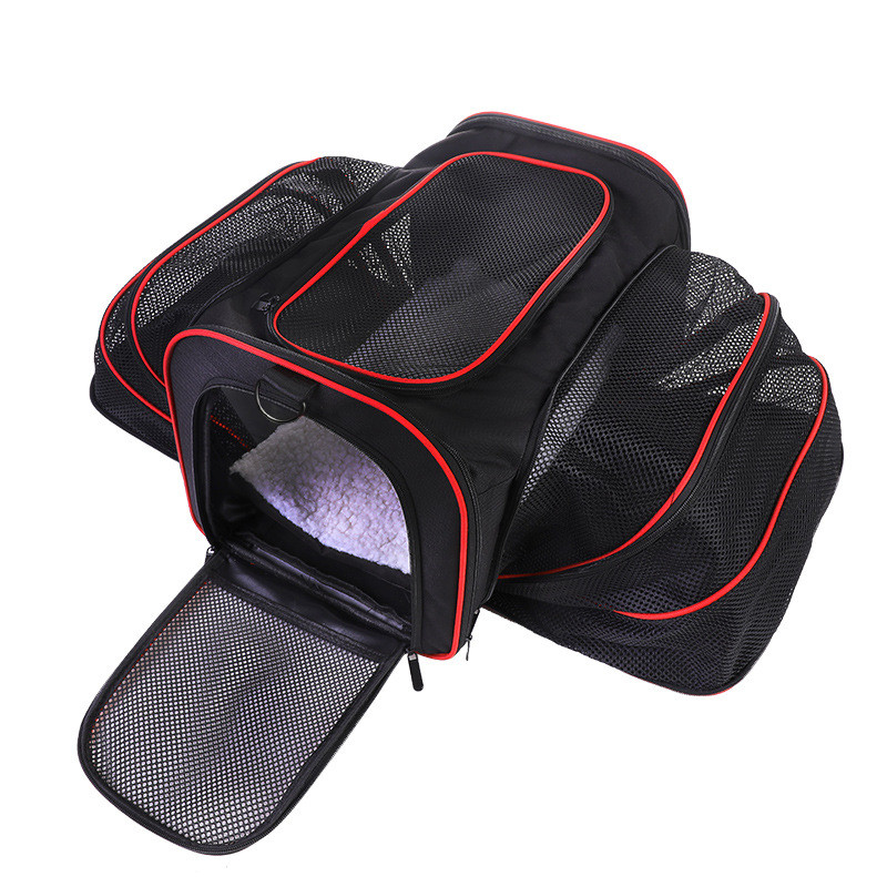 Сумка переноска для котів та собак 78x47x29 см CosmoPet CP-05 (L) Black-Red