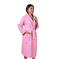 Вафельний халат Luxyart Кімоно розмір (42-44) S 100% бавовна рожевий (LS-858)
