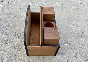 Набір для спецій, зубочисток та серветок. Дерев'яні спецівники (№11), колір горіх, фото 2