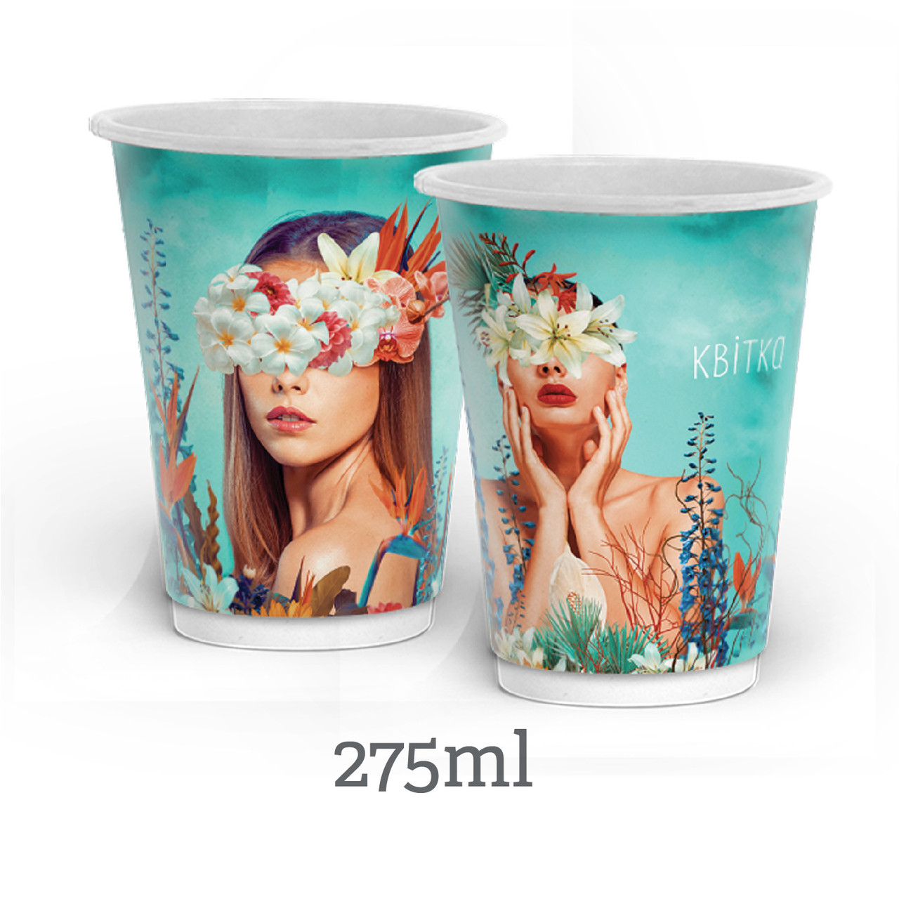 Стакан паперовий 2-х шаровий Double wall (Квітка) 275 мл 25шт/уп ФК
