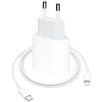 Сетевое зарядное устройство Apple Power Adapter Type-C 20W (MHJ83ZM/A) + кабель Lightning White