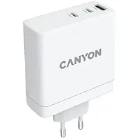 Адаптер питания для телефона Canyon H-100 GaN 2xUSB-C, 2xUSB-A, PD3.0, QC3.0, 100W (CND-CHA100W01) White
