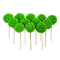Кондитерські цукрові прикраси Безе (зелені) на паличках для торта