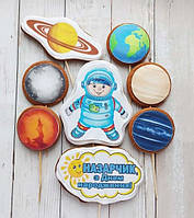 Набор №3 Космос космонавт пряники съедобные топперы фигурки персонажи герои для торта