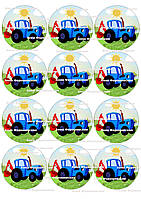 №7 Вафельна картинка для кексов мафинов капкейков Синий трактор