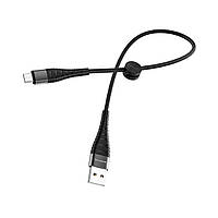 Кабель BOROFONE BX32 USB to Micro 2.4A, 0.25m, nylon, aluminum+TPE connectors, Black inc tal