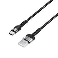 Кабель BOROFONE BX34 USB to Type-C 3A, 1m, nylon, aluminum connectors, Black tal