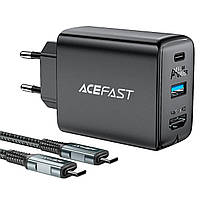 Мережевий зарядний пристрій ACEFAST A17 65W GaN multi-function HUB charger set Black inc tal