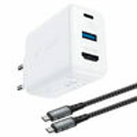 Мережевий зарядний пристрій ACEFAST A17 65W GaN multi-function HUB charger set White inc tal