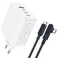 Мережевий зарядний пристрій ACEFAST A37 PD100W GaN (3*CUSB-C+USB-A) charger set White inc tal