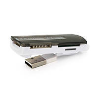 Кардридер универсальный 4в1 MERLION CRD-7BL TF/Micro SD, USB2.0, Black, OEM Q50