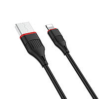 Кабель BOROFONE BX17 USB to iP 2A, 1m, PVC, TPE connectors, Black inc tal