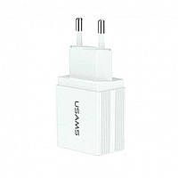 Мережевий зарядний пристрій Usams US-CC090 T24 2.1A Dual USB Travel Charger (EU) White inc tal