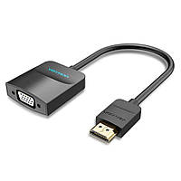 Адаптер Vention HDMI to VGA Converter with Female Micro USB and Audio Port 0.15M Black (42161) tal