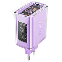 Мережевий зарядний пристрій ACEFAST A45 Sparkling series PD65W GaN (2*USB-C+USB-A) charger Purple alfalfa inc