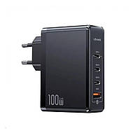 Мережевий зарядний пристрій Usams US-CC163 T50 100W 4 Ports ACCC GaN Fast Charger (EU) Black inc tal