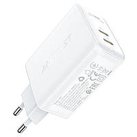 Мережевий зарядний пристрій ACEFAST A29 PD50W GaN (USB-C+USB-C) dual port charger White inc tal