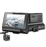 Автомобільний реєстратор 4” 1080P FHD (3 об'єктиви, камера заднього огляду, огляд) VID-1080, фото 3