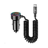 АЗП Usams US-CC167 C33 60W Car Charger With Spring Cable Black inc tal