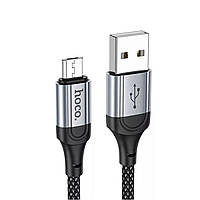 Кабель HOCO X102 USB to Micro 2.4A, 1m, nylon, aluminum connectors, Black tal