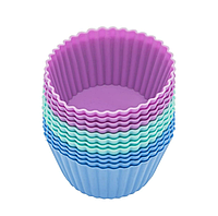 Набор форм для выпечки кексов, мафин, мини-тортиков 12 шт. силиконовых Helios разные цвета 1969 C-A