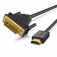 Кабель UGREEN HD106 HDMI to DVI Cable 1m (Black)(UGR-30116) tal