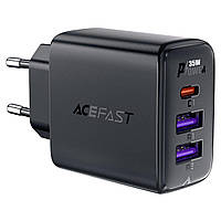 Мережевий зарядний пристрій ACEFAST A57 PD35W GaN (2*USB-A+USB-C) charger Black tal
