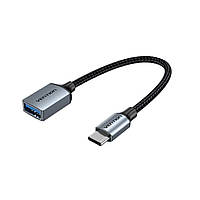 Кабель Vention USB 3.0 C Male to A Female OTG Cable 0.15M Gray Aluminum Alloy Type (CCXHB) tal
