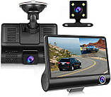 Автомобільний реєстратор 4” 1080P FHD (3 об'єктиви, камера заднього огляду, огляд) VID-1080, фото 4