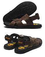 Чоловічі літні шкіряні сандалії Timb Brown, чоловічі сандалі босоніжки, шльопанці коричневі, Чоловіче взуття