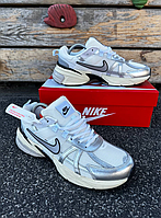 Кроссовки мужские Nike V2K Runtekk White Silver Найк белые серебристые низкие летние легкие сетка весна лето