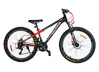 Велоcипед спортивный подростковый рост 135-155 см 26 дюймов CORSO Ultra Черный с красным