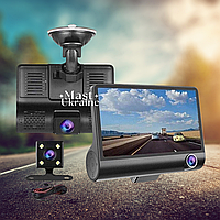 Автомобильный регистратор 4 1080P FHD (3 объектива, камера заднего вида, обзор) VID-1080