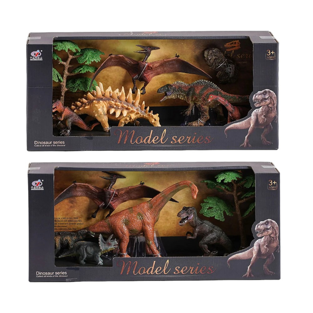 Набір динозаврів (4 види, 6 елементів, 5 динозаврів, аксесуар, у коробці) Q 9899-W1, фото 1