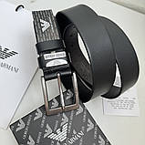 Чоловічий шкіряний брендовий ремінь для джинсів (327) чорний, фото 2