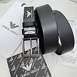 Чоловічий шкіряний брендовий ремінь для джинсів (327) чорний, фото 4