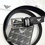 Чоловічий шкіряний брендовий ремінь для джинсів (327) чорний, фото 3